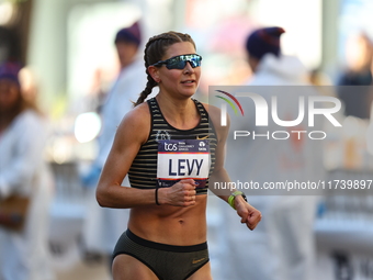 Runner Alana Levy of the United States heads up First Avenue during the 2024 New York City Marathon in New York, United States, on November...