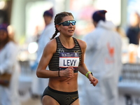 Runner Alana Levy of the United States heads up First Avenue during the 2024 New York City Marathon in New York, United States, on November...