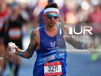 Runner Artun Zehavi of Ireland heads up First Avenue during the New York City Marathon in New York, N.Y., on November 3, 2024. (