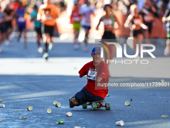 Canadian Christopher Koch heads up First Avenue during the 2024 New York City Marathon in New York, N.Y., on November 3, 2024. (