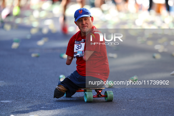 Canadian Christopher Koch heads up First Avenue during the 2024 New York City Marathon in New York, N.Y., on November 3, 2024. 