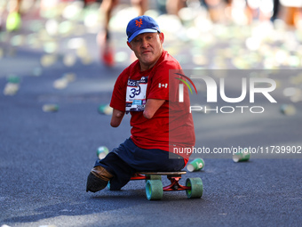 Canadian Christopher Koch heads up First Avenue during the 2024 New York City Marathon in New York, N.Y., on November 3, 2024. (