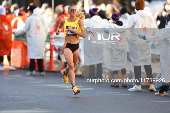 Marathoner Jessa Hanson of the United States races up First Avenue during the 2024 New York City Marathon in New York, N.Y., on November 3,...