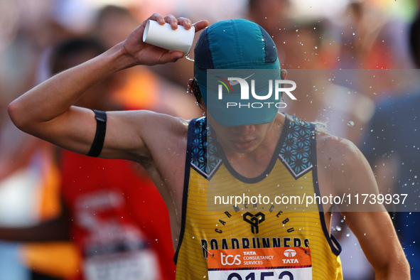 Runner Norman Clark Suaner of the Philippines heads up First Avenue during the 2024 New York City Marathon in New York, N.Y., on November 3,...