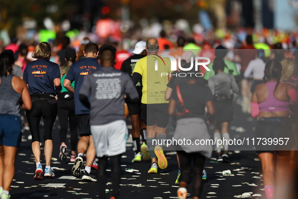 Runners head up First Avenue during the 2024 New York City Marathon in New York, N.Y., on November 3, 2024. 