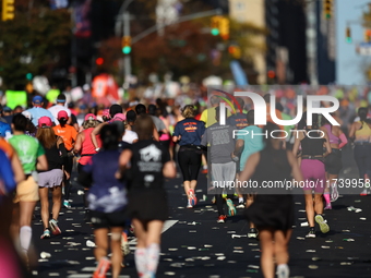 Runners head up First Avenue during the 2024 New York City Marathon in New York, N.Y., on November 3, 2024. (