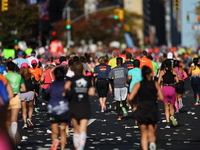 Runners head up First Avenue during the 2024 New York City Marathon in New York, N.Y., on November 3, 2024. (