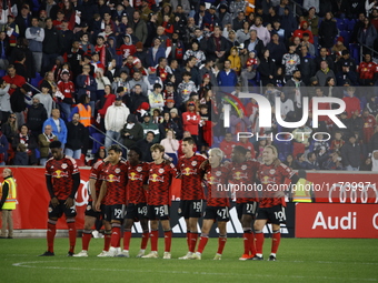 The New York Red Bulls eliminate defending MLS Cup champions The Columbus Crew in a penalty shootout in Harris, New Jersey, on November 3, 2...