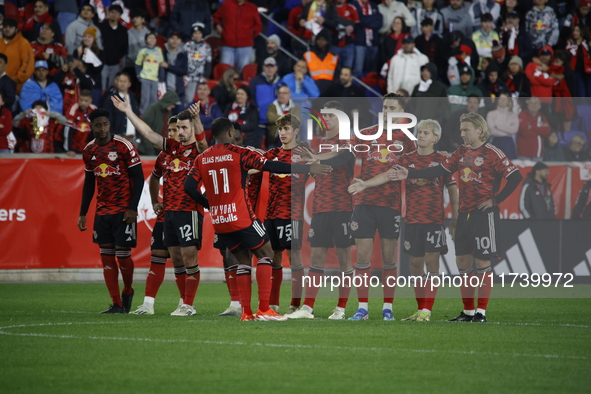 The New York Red Bulls eliminate defending MLS Cup champions The Columbus Crew in a penalty shootout in Harris, New Jersey, on November 3, 2...