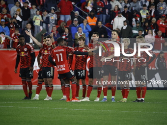 The New York Red Bulls eliminate defending MLS Cup champions The Columbus Crew in a penalty shootout in Harris, New Jersey, on November 3, 2...