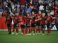 The New York Red Bulls eliminate defending MLS Cup champions The Columbus Crew in a penalty shootout in Harris, New Jersey, on November 3, 2...