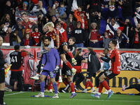 New York Red Bulls goalkeeper Carlos Coronel celebrates victory in Harris, New Jersey, on November 3, 2024. The dramatic shootout turns into...