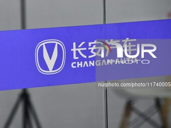 The logo of Changan Automobile is displayed at an auto show in Yongnian district of Handan, China, on October 17, 2024. On November 3, 2024,...