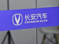 The logo of Changan Automobile is displayed at an auto show in Yongnian district of Handan, China, on October 17, 2024. On November 3, 2024,...