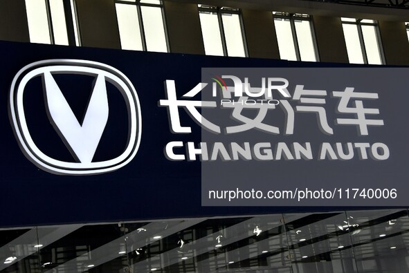 The logo of Changan Automobile is displayed at an auto show in Yongnian district of Handan, China, on October 17, 2024. On November 3, 2024,...