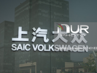 The logo of SAIC Volkswagen is seen in Shanghai, China, on November 4, 2024. (