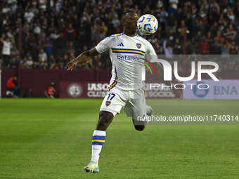 Luis Advincula of Boca Jrs plays during a Liga Profesional 2024 match between Lanus and Boca Jrs at Estadio Ciudad de Lanus in Lanus, Pcia B...