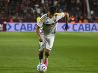 Exequiel Zeballos of Boca Jrs is in action during a Liga Profesional 2024 match between Lanus and Boca Jrs at Estadio Ciudad de Lanus in Lan...