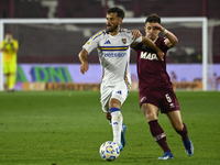 Marcelo Saracchi of Boca Jrs competes for the ball against Felipe Pena Biafore of Lanus during a Liga Profesional 2024 match between Lanus a...