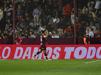 Eduardo Salvio of Lanus celebrates after scoring the team's first goal during a Liga Profesional 2024 match between Lanus and Boca Jrs at Es...