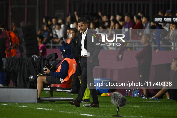 Fernando Gago, coach of Boca Jrs, gives instructions to his team players during a Liga Profesional 2024 match between Lanus and Boca Jrs at...