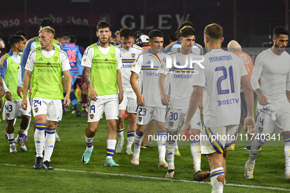 Players of Boca Jrs leave the field after losing a match in the Liga Profesional 2024 between Lanus and Boca Jrs at Estadio Ciudad de Lanus...