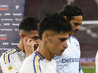 Edinson Cavani and players of Boca Jrs leave the field after losing a match in the Liga Profesional 2024 between Lanus and Boca Jrs at Estad...