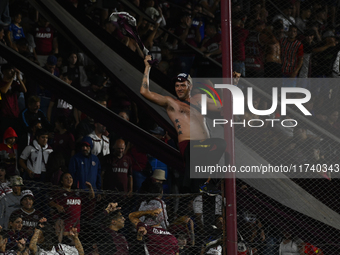 Fans of Lanus show their support for their team after a Liga Profesional 2024 match against Boca Jrs at the Estadio Ciudad de Lanus in Lanus...