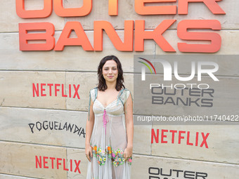 Fiona Palomo arrives at Netflix's Poguelandia 2024 Event Celebrating 'Outer Banks' Season 4 Part 2 held at Barker Hangar on November 2, 2024...