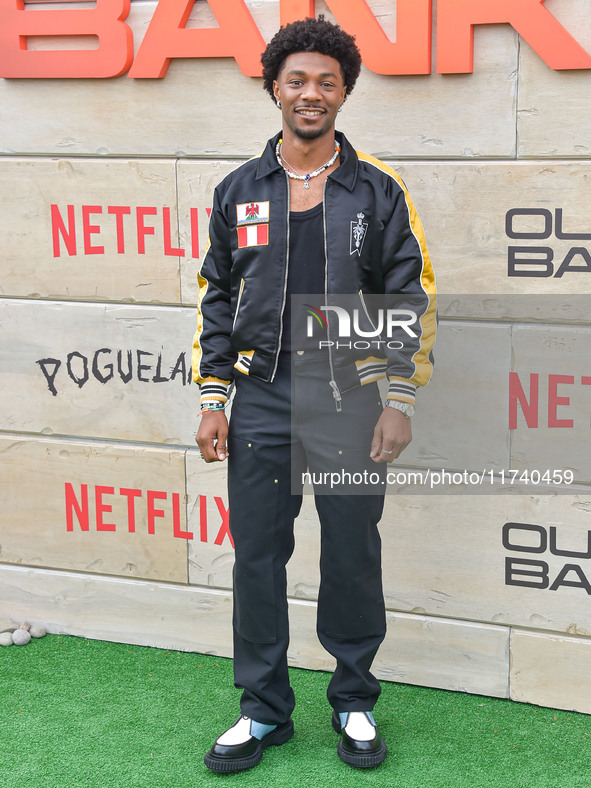 Jonathan Daviss arrives at Netflix's Poguelandia 2024 Event Celebrating 'Outer Banks' Season 4 Part 2 held at Barker Hangar on November 2, 2...