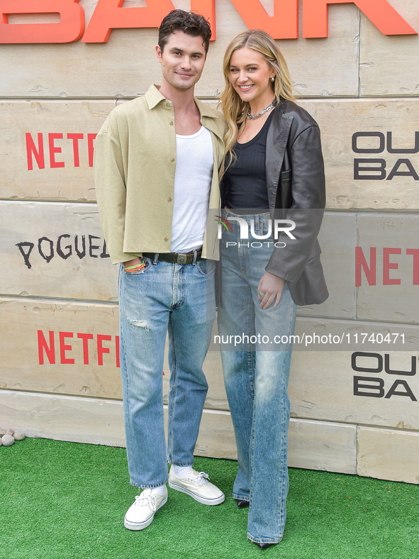 Chase Stokes and girlfriend Kelsea Ballerini arrive at Netflix's Poguelandia 2024 Event Celebrating 'Outer Banks' Season 4 Part 2 held at Ba...