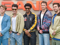 Rudy Pankow, Chase Stokes, Jonathan Daviss, Drew Starkey and Austin North arrive at Netflix's Poguelandia 2024 Event Celebrating 'Outer Bank...