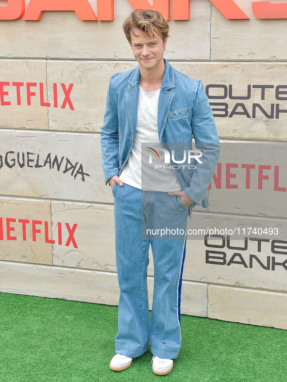 Rudy Pankow arrives at Netflix's Poguelandia 2024 Event Celebrating 'Outer Banks' Season 4 Part 2 held at Barker Hangar on November 2, 2024...