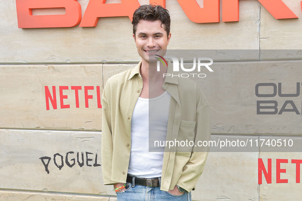 Chase Stokes arrives at Netflix's Poguelandia 2024 Event Celebrating 'Outer Banks' Season 4 Part 2 held at Barker Hangar on November 2, 2024...