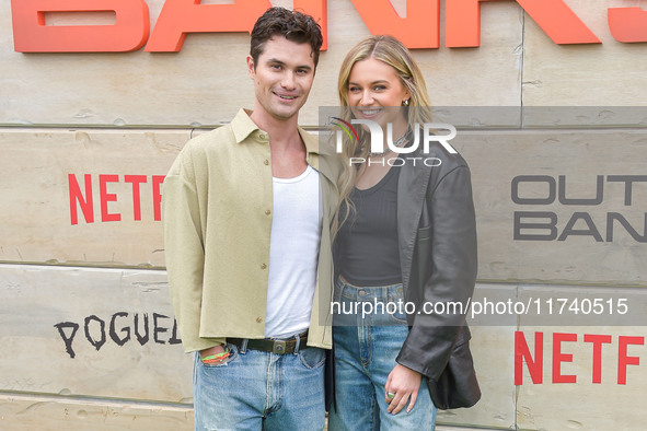 Chase Stokes and girlfriend Kelsea Ballerini arrive at Netflix's Poguelandia 2024 Event Celebrating 'Outer Banks' Season 4 Part 2 held at Ba...