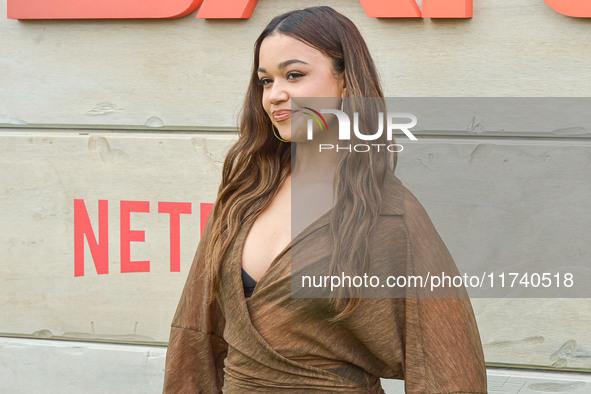 Madison Bailey arrives at Netflix's Poguelandia 2024 Event Celebrating 'Outer Banks' Season 4 Part 2 held at Barker Hangar on November 2, 20...