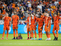 Houston Dynamo players line up during a penalty shoot-out in a playoff match against Seattle Sounders in Houston, Texas, on November 3, 2024...