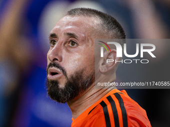 Hector Herrera participates in a playoff match between Houston Dynamo and Seattle Sounders at Shell Energy Stadium in Houston, Texas, on Nov...