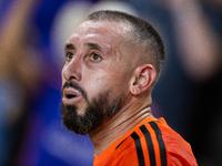 Hector Herrera participates in a playoff match between Houston Dynamo and Seattle Sounders at Shell Energy Stadium in Houston, Texas, on Nov...