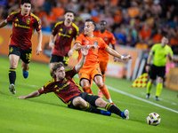 Seattle Sounders forward Pedro de la Vega battles for the ball with Houston Dynamo midfielder Amine Bassi during a playoff match between Hou...