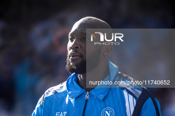 Romelu Lukaku of SSC Napoli looks on during the serie Serie A Enilive match between SSC Napoli and Atalanta BC at Stadio Diego Armando Marad...