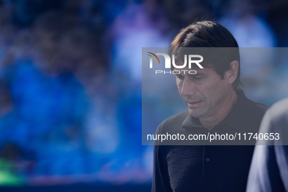 Antonio Conte Head Coach of SSC Napoli looks on during the serie Serie A Enilive match between SSC Napoli and Atalanta BC at Stadio Diego Ar...