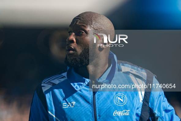 Romelu Lukaku of SSC Napoli looks on during the serie Serie A Enilive match between SSC Napoli and Atalanta BC at Stadio Diego Armando Marad...