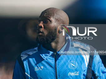 Romelu Lukaku of SSC Napoli looks on during the serie Serie A Enilive match between SSC Napoli and Atalanta BC at Stadio Diego Armando Marad...