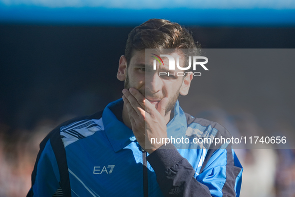 Khvicha Kvaratskhelia of SSC Napoli looks on during the serie Serie A Enilive match between SSC Napoli and Atalanta BC at Stadio Diego Arman...