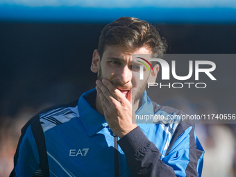 Khvicha Kvaratskhelia of SSC Napoli looks on during the serie Serie A Enilive match between SSC Napoli and Atalanta BC at Stadio Diego Arman...