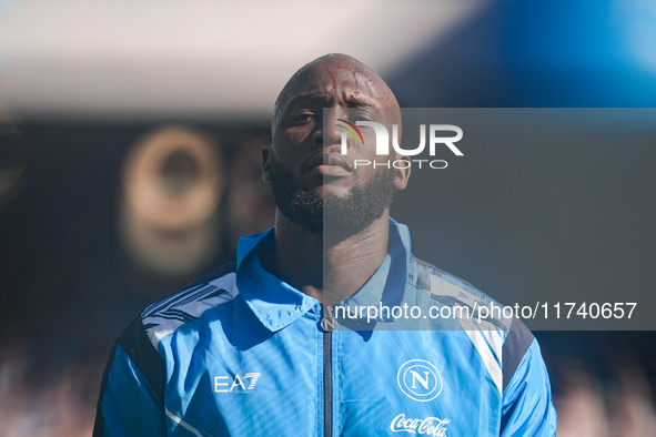 Romelu Lukaku of SSC Napoli looks on during the serie Serie A Enilive match between SSC Napoli and Atalanta BC at Stadio Diego Armando Marad...