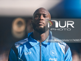 Romelu Lukaku of SSC Napoli looks on during the serie Serie A Enilive match between SSC Napoli and Atalanta BC at Stadio Diego Armando Marad...