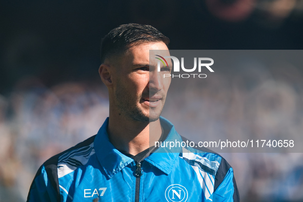 Matteo Politano of SSC Napoli looks on during the serie Serie A Enilive match between SSC Napoli and Atalanta BC at Stadio Diego Armando Mar...