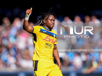 Ademola Lookman of Atalanta BC gestures during the serie Serie A Enilive match between SSC Napoli and Atalanta BC at Stadio Diego Armando Ma...